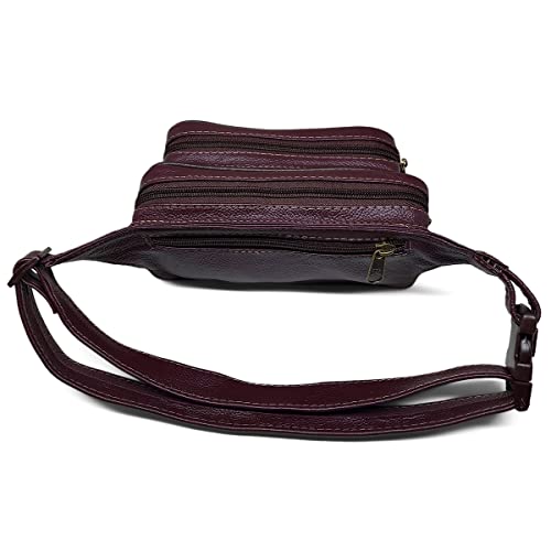 Pochete Feita De Couro Legítimo Espaçosa Resistente Unissex Cor:Vinho