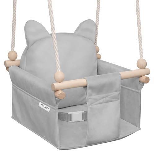 MAMOI Columpio Infantil con cinturón de Seguridad, Altura Ajustable 150–190 cm, Columpio para casa, construcción Estable, Asiento de Terciopelo, Montaje fácil