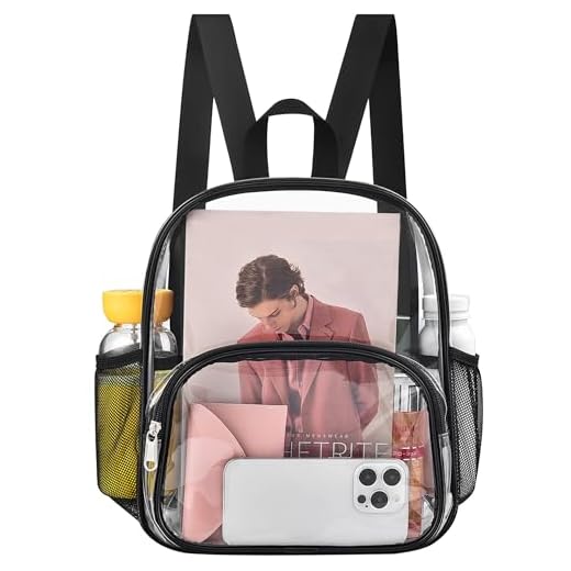 Busiuw Clear Backpack for Stadium Events Clear Backpack 12x12x6 with Front Pocket for Concert Sport Fashion Women Backpack Events Work Travel