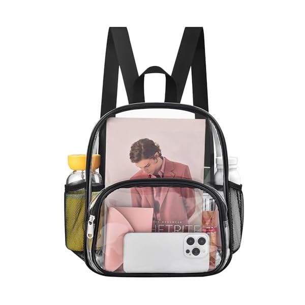 Busiuw Clear Backpack for Stadium Events Clear Backpack 12x12x6 with Front Pocket for Concert Sport Fashion Women Backpack Events Work Travel