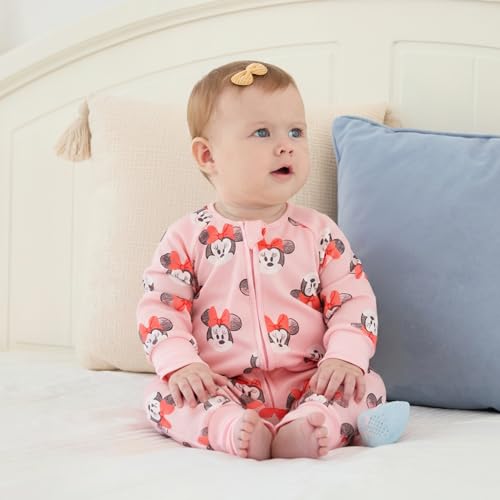 Disney Princess Ariel Belle Moana Mickey Minnie Baby Organic Cotton Footie Zipper Pajamas Newborn Infant Romper3