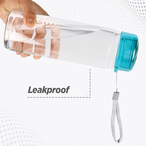 Image of Treo By Milton Hector Glass Bottle Set of 3, 1000 ml each I Leak Proof I Premium Glass I Food Grade-Bpa Free Material I Odour Proof I Easy To Carry Strap I Perfect for Home, Office, Blue