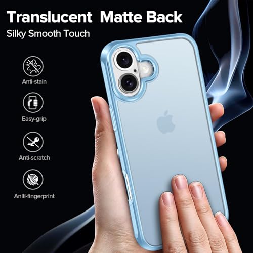 ivoler 3-in-1 Case for iPhone 17 6.3" 2025 with 2 Pack Tempered Glass Screen Protector, [Military Grade Protection] Matte Thin Slim Phone Bumper Cover Hard Back- Light Blue by ivoler - Image 5