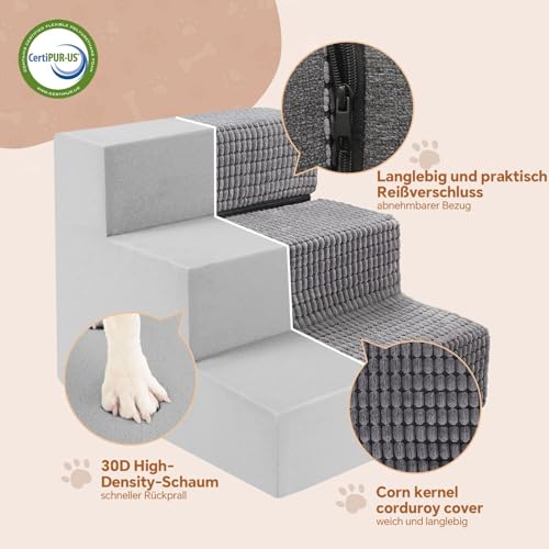 Escalera para perros con espuma lavable de 3 peldaños para sofá y cama 4