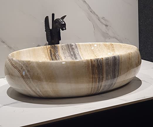 REMOTION Ceramic Table Top Vessel Sink Wash Basin Over Counter/Counter Top Wash Basin For Bathroom & Living Room (Cream-Brown, 24 X 16 X 5 Inch) (B0C58L5X9V) Amazon Price History, Amazon Price Tracker