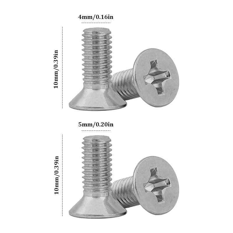 10PCS M4M5x10 Stainless Steel Grub Screws Door Handle Fixing Screws Cross Pan Head Machine Screws & Hex Bolt-Nut Countersunk Bolts for Door Handles Light Fixtures & Home Repair - Image 2