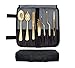 DOJA Barcelona | Kit Emplatar Chef | Color: Dorado | 7 Utensilios de Cocina Profesional | Pinzas, Cuchara Perforada, Pinzas Desespinar Pescado, Chef Art Pencil, Espatula | Set Emplatado Cocinero
