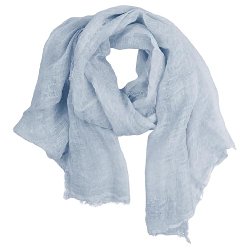 Foulard bleu à franges idéal pour vos balades en ville et soirées fraîches