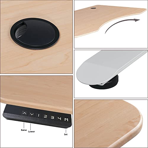 Finercrafts Standing Desk 71" X 32" Inches Dual-Motor Height Adjustable Desk Electric Sit Stand Desk Home Office Desks Whole Piece Desk Board (Natural Maple Desktop/White Frame) #TOP6