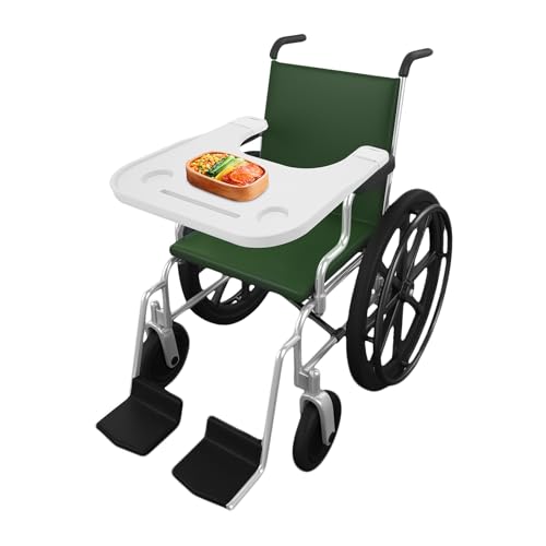 Wheelchair Table Board,Wheelchair Table,Wheelchair Lap Tray Rollstuhl-Tis With 2 Cup Grooves Phone Slot And 22.83*12.2 Inches The Large Desktop For Homes,Nursing Homes,Retirement Centers (White)