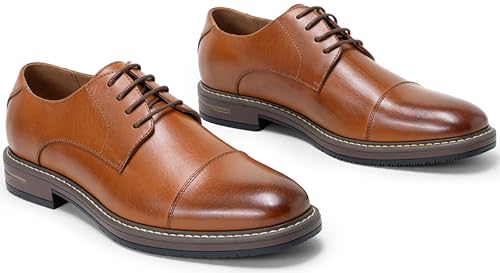 Image of Jousen Men's Dress Shoes Cap Toe Formal Oxfords for Men Business Lace Up Casual Comfortable Shoes
