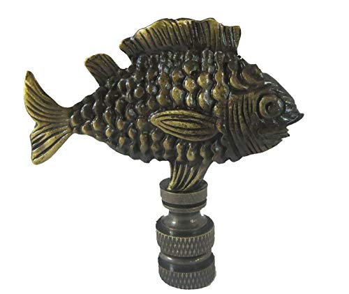 Image of FISH LAMP SHADE FINIAL ANTIQUE BRASS (FINIAL THREAD) #39