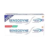 Contenido: 2 tubos de pasta de dientes Sensodyne Rapid Action, formato bitube, disponible en farmacia y parafarmacia, 75 ml. Conservar a una temperatura inferior a 30 °C.