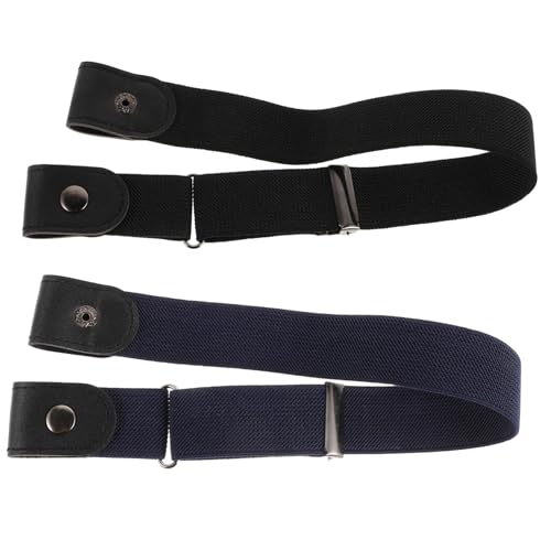 2Pcs Adjustable Elastic Buckleless Belt for Women Men Comfortable No Mark Design for Jeans Shorts Dresses Unisex Invisible Waist Belt for Daily Wear