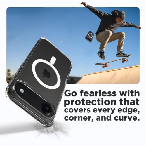 Image of RIGGEAR Shockproof Clear Hybrid Armor Magnetic Back Cover Case Compatible with MagSafe Accessories for iPhone Air /iPhone 17 Air (Transparent PC + TPU Bumper)