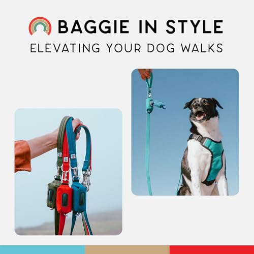 Image of Dog Poop Bag Holder for Leashes, Cat Waste Bag Dispenser, 1000D Nylon, Attach to Cat Leash, Poop Bag Dispenser, Fits Standard Dog Poop Bags - Wildebeest (Turquoise)