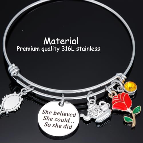 HUTIMY Beauty And The Beast Gifts for Women Adults Bracelets Jewelry Disneyee Beauty And The Beast Bracelet2