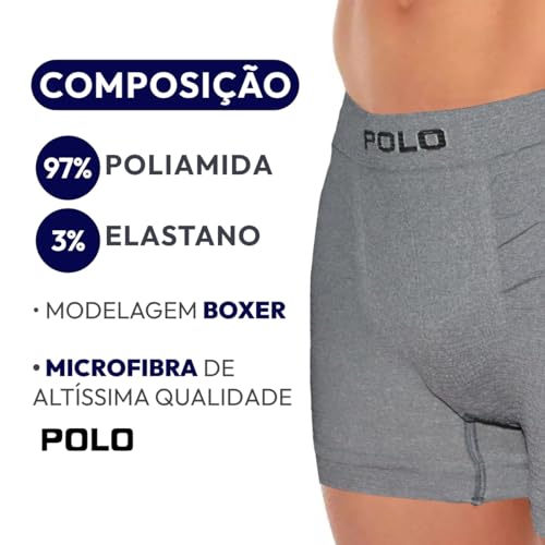 Kit 6 Cuecas Polo Boxer Microfibra Sortido - QLC SPORT Cor:Sortido;Tamanho:GG