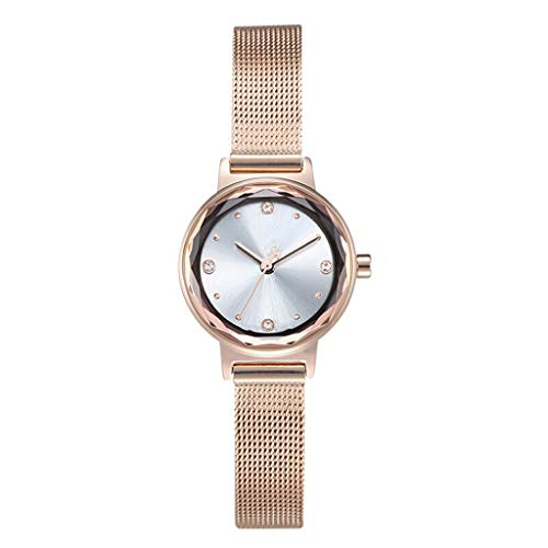 Preisvergleich Produktbild ZQT Damenuhr, Kreativer Spiegel im multilateralen Schnitt, Kristalldiamantdekoration, Wasserdichter Quarz (Roségold) (Color : A)