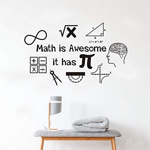 Math Is Awesome Wall Decor Art Thinking Vinyl Calculator Decals For Kids Room Home Bedroom Boy Girl Interior Design (Black, 92X57Cm)