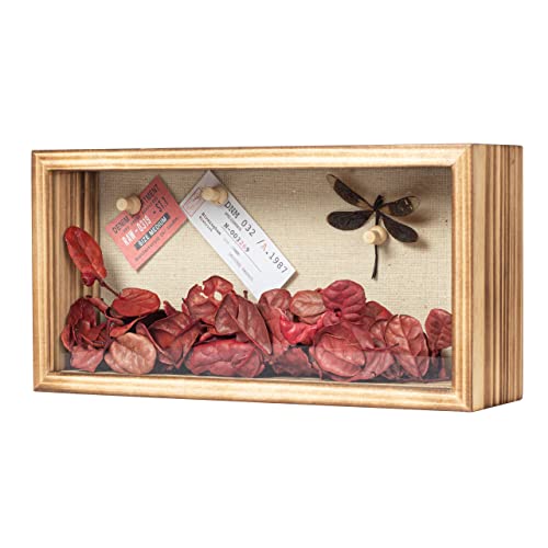 Image of Shadow Box Frame 5x10 Shadow Box Display Case with Linen Back of Awards Memorabilia Flower, Pictures, Keepsakes、Bouquet、Medals and More Photos Memory Box Long Skinny
