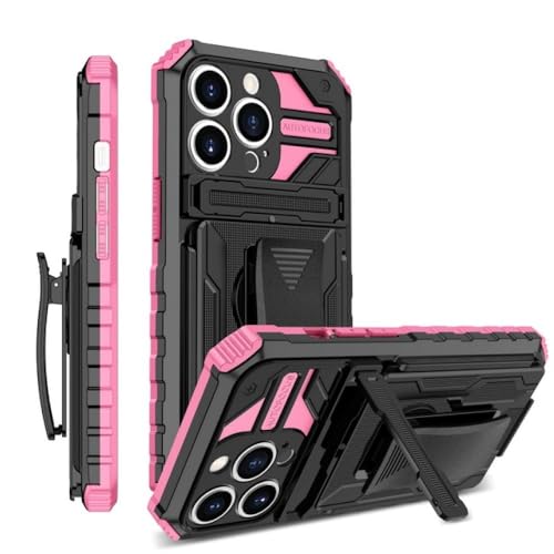 Support de clip antichoc iPhone 11 housse de protection rose rigide et silicone