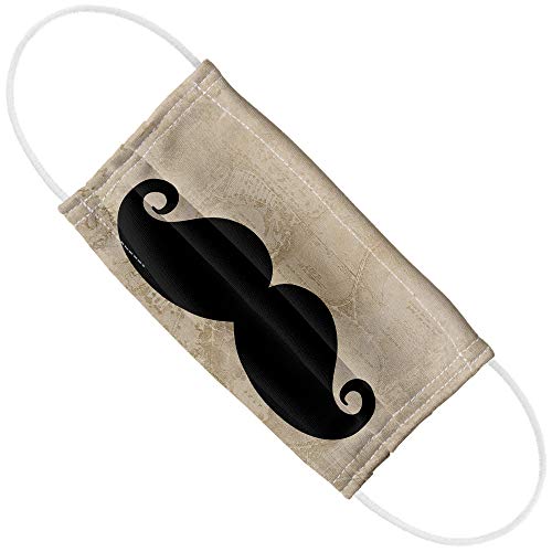 Popfunk Curly Mustache 1-Ply Reusable Face Mask Covering with Adjustable Nose Wire, Unisex