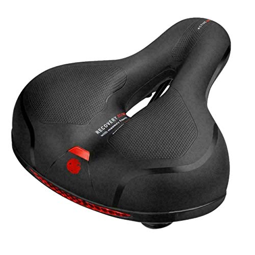 Bike Seat, Memory Foam Leather Bicycle Saddle Cushion with Taillight, Breathable, Comfortable Bike