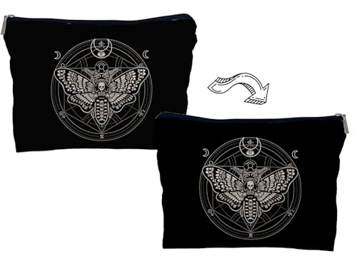 Moth Dead Head Makeup Bag, Witchy Gifts Witch Stuff Makeup Bag Cosmetic Bags for Women, Gothic Small Makeup Cosmetic Bag for Purse4