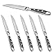 Kerafactum Set di 6 coltelli da bistecca in acciaio inox con lama seghettata | Set di coltelli da bistecca con manico nero | Set da bistrot estensibile