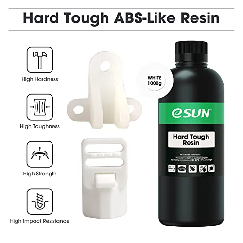 Image of eSUN 405nm LCD 3D Printer Rapid Resin UV Curing Resin ABS-Like Rapid Resin Hard Tough Resin High Impact High Tough Photopolymer Resin for Photon UV Curing LCD 3D Printer, Plastic Bottle, 1000g White