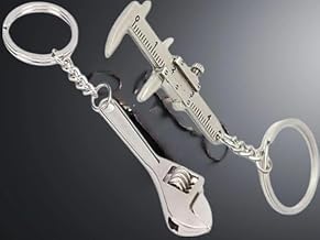 Takenick Mini Wrench Portable Hand Tool Keychain 1 pc with Mini Vernier Caliper Keychain 1pc,hain Adjustable Key Spanner Wrench Universal Chain Universal ForGift, Set of 2.
