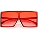 zeroUV - Bold Colored Tinted Lens Translucent Flat Top Oversize Shield Sunglasses 62mm (Red/Red)