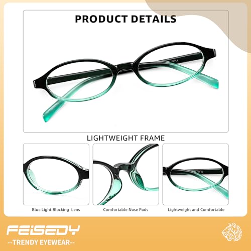 Image of FEISEDY Y2K Retro Oval Blue Light Glasses for Women Fashion Small Face Eyewear Frame 90s Nerd Fake Cosplay Eyeglasses B0258