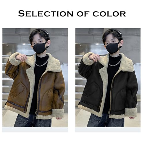 Boys Winter Coat Heavyweight Fleece Lined Waterproof Winter Jacket Genuine leather wool Warm windproof4