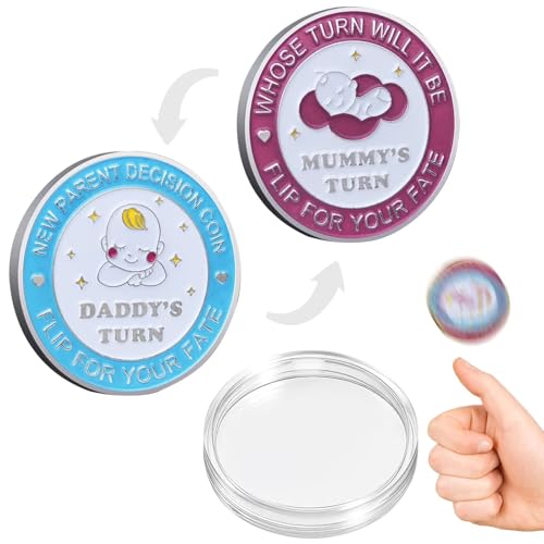 Moneda de decisión papá mamá, nuevos padres regalos para nacimiento, regalo para futuras madres, papá, regalo de embarazo, regalos de bautizo para niñas, niños, bebé, moneda de decisión con caja de Moneda de decisión papá mamá, nuevos padres regalos para nacimiento, regalo para futuras madres, papá, regalo de embarazo, regalos de bautizo para niñas, niños, bebé, moneda de decisión con caja de