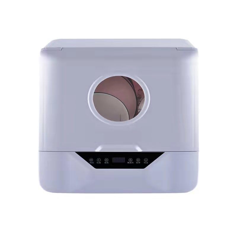 Lavavajillas Pequeño,Mini Lavavajillas Portátil De Sobremesa con 5+1 Programas, Lavavajillas con Rociador Inferior De 360°，Rellenado Automático De Agua,800w Secado Rápido,Blanco