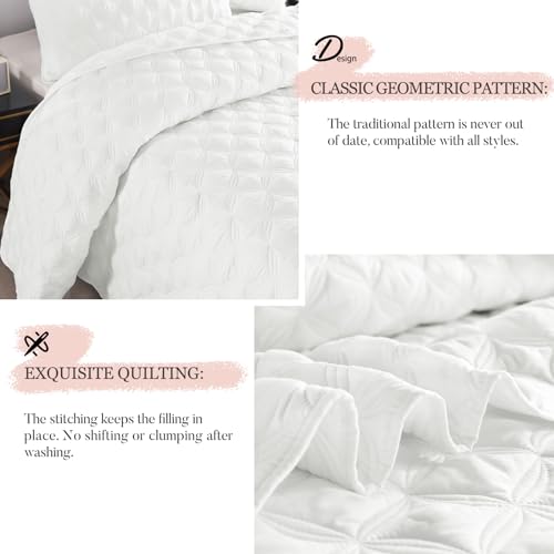 Exclusivo Mezcla QS-08-TPW Twin Quilt Set, 2 Pieces Lightweight Quilts Soft Quilted Bedspreads White Coverlets Bedding Set thumb #3