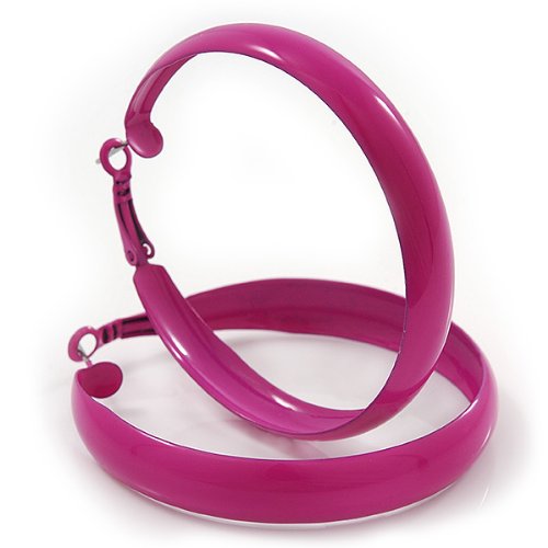Avalaya Orecchini a cerchio in smalto fucsia da 55...