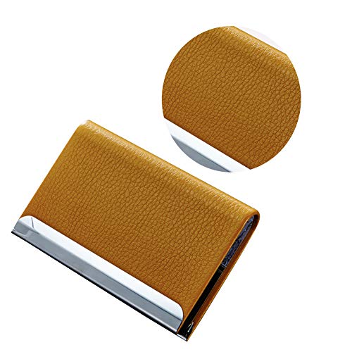 1 Visitekaartjeshouder Doos PU Leer En Roestvrij Staal Visitekaarthouder Voor Mannen En Vrouwen, Met Magnetische Geel - Image 6