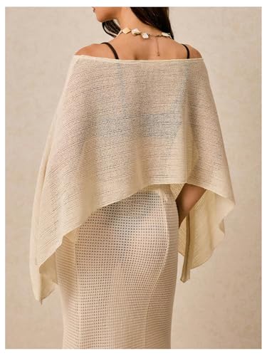 Milumia Womens Sheer Knit Poncho Shrug Lightweight Cover Up Sweater Top2