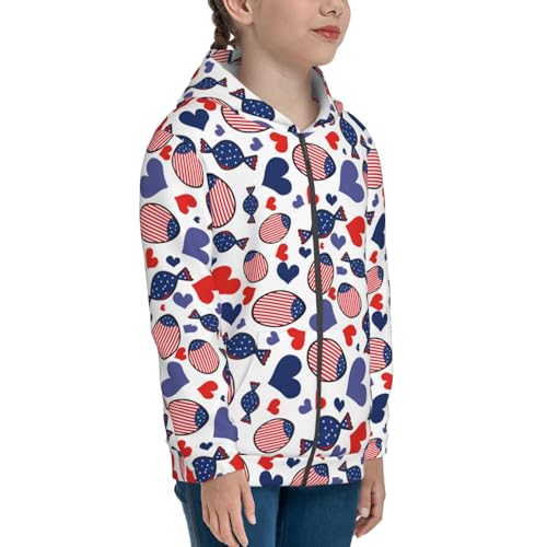 American Independence Day Kid Hoodies Boys Zip Up Sweatshirts Girls Pullover with Pocket4