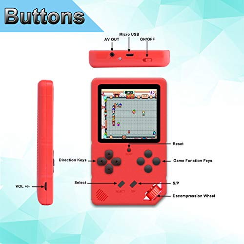Beijue 16 Bit Handheld Games for Children Adults 3.0'' Large Screen Preloaded 220 HD Classic Retro Video Games Travel Arcade Entertain System Seniors Electronic Game Player Birthday Xmas Gift (Red)