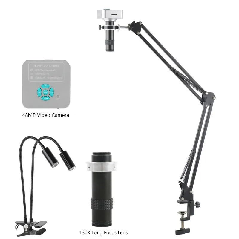 Microscope 55MP 4K USB Digital Video Monocular Microscope Camera Continus Zoom 130X C-Mount(48MP 4K USB B)