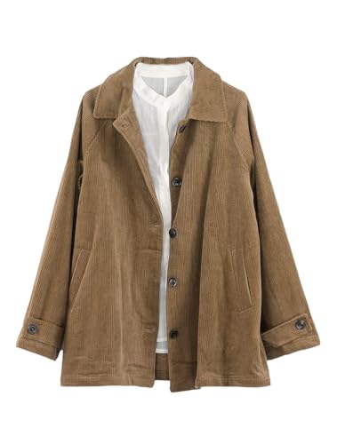 Vestes en velours côtelé à manches longues pour femme chemisiers d'automne boutons