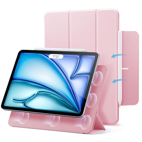 ESR for iPad Pro 13 inch Case M5/M4 (2025/2024), Powerful Magnetic Attachment, Slim Trifold Stand, Supports Pencil Pro and Pencil (USB-C), Auto Wake/Sleep, Durable Protection, Rebound Series, Pink