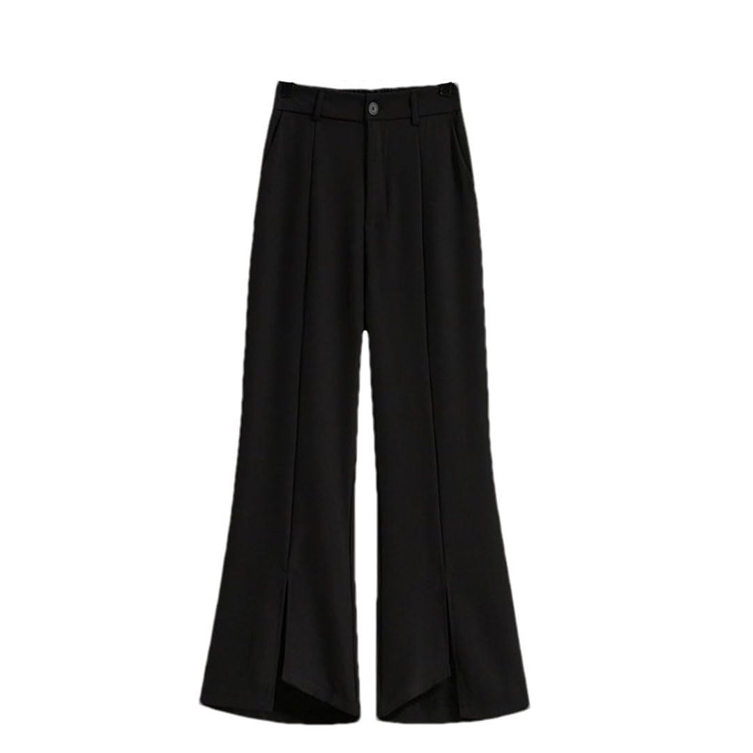Women Irregular Split Flare Pants Summer Office High Waist Zipper Loose Pants