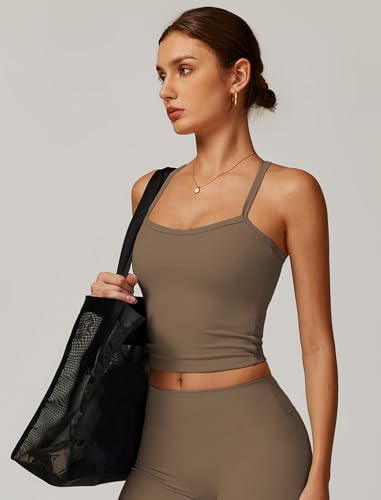 Image of QBGJTD Womens Longline Sports Bras Cross Back Active Gym Yoga Padded Workout Crop Tank Top with Built in Bra