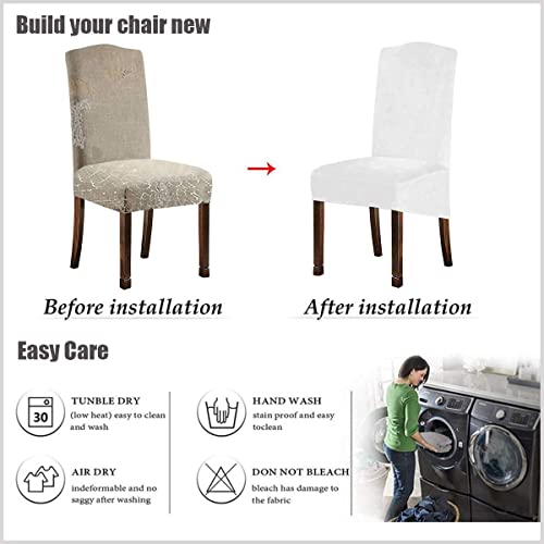 Velvet Plush Xl Dining Chair Covers, Stretch Chair Slipcover, Spandex High Chairs Protector Covers Seat Slipcover With Elastic Band For Dining Room,Wedding, Ceremony (White, Set Of 6) #TOP5