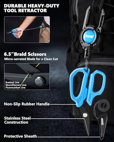 Image of Fishing Tool Kit, Fishing Gear - Fishing Plier with Sheath, Fillet Knife, Fishing Scissors, Fish Lip Gripper, Tool Retractor, Keychain Bottle Opener, Fishing Gifts for Men